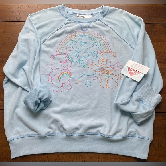•NWT•Care Bears Embroidered Graphic Long Sleeve Crew Neck Sweat Shirt - Picture 3 of 7